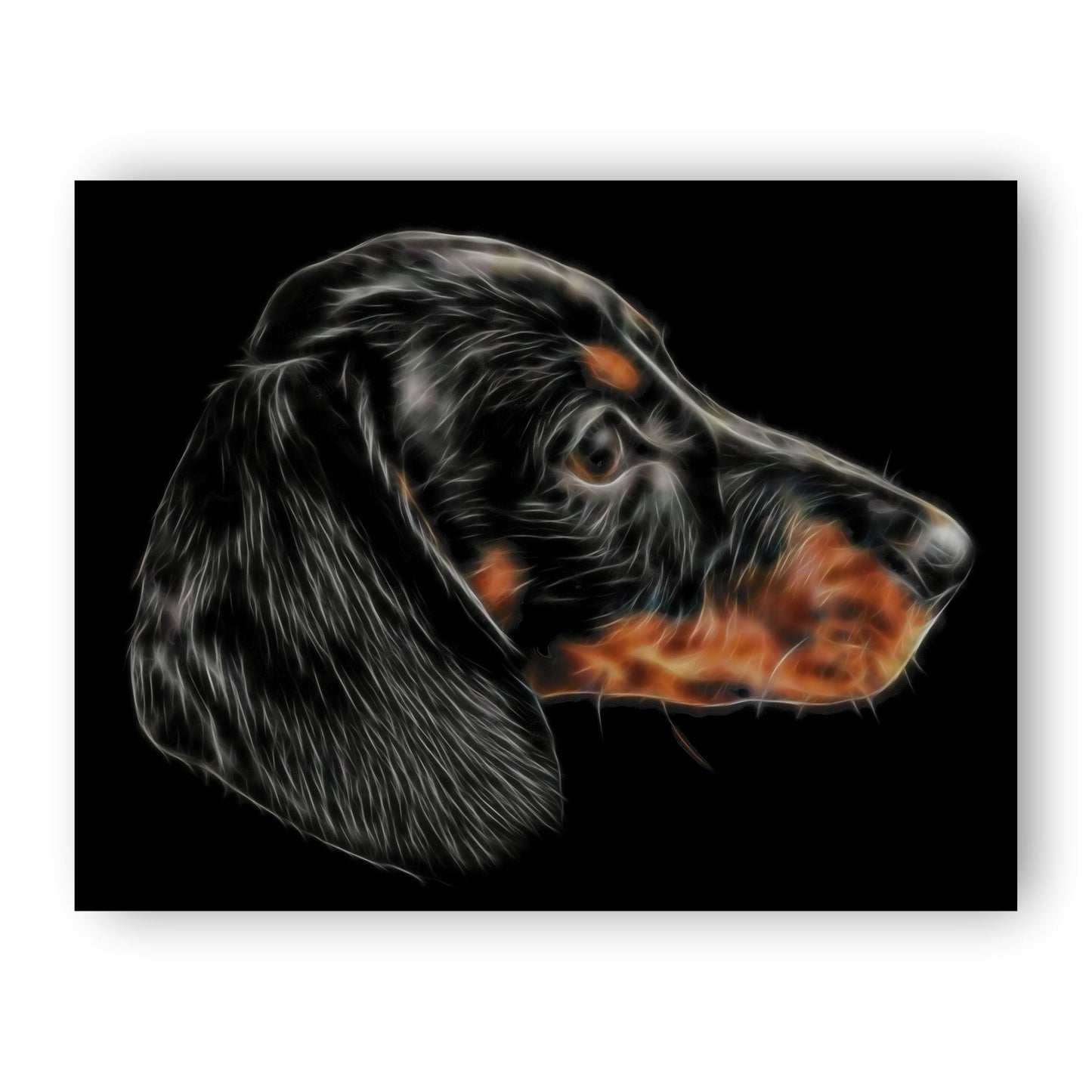 Black and Tan Dachshund Print with Stunning Fractal Art Design. Various Sizes Available
