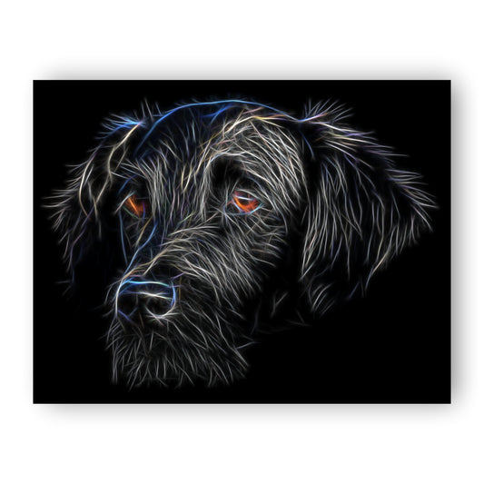 Flat Coated Retriever Dog Print with Stunning Fractal Art Design. Various Sizes Available