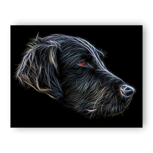 Flat Coated Retriever Dog Print with Stunning Fractal Art Design. Various Sizes Available