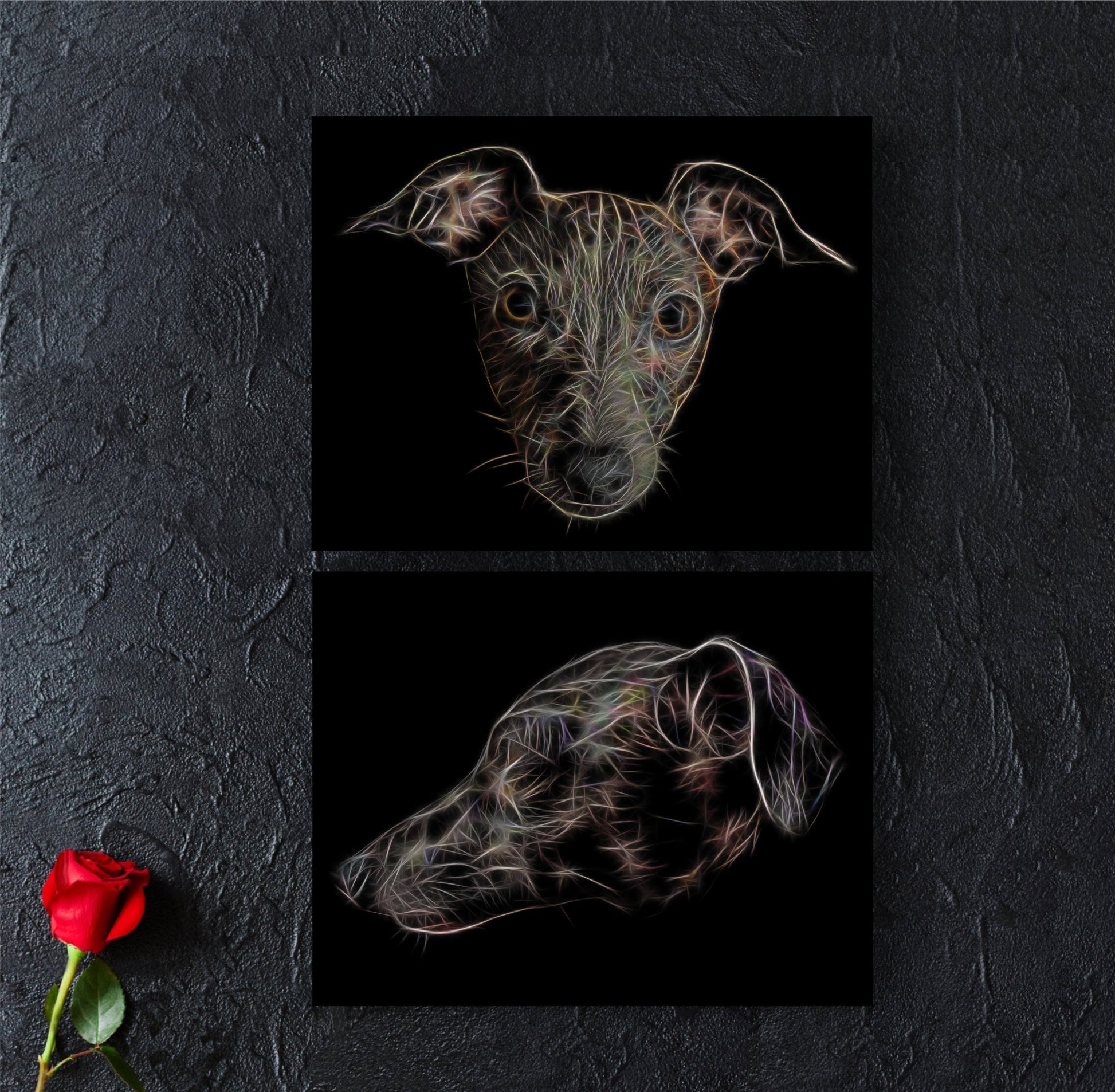 Italian Greyhound Print with Stunning Fractal Art Design. Various Sizes Available