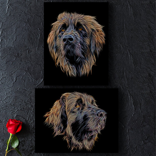 Leonberger Print with Stunning Fractal Art Design. Various Sizes Available