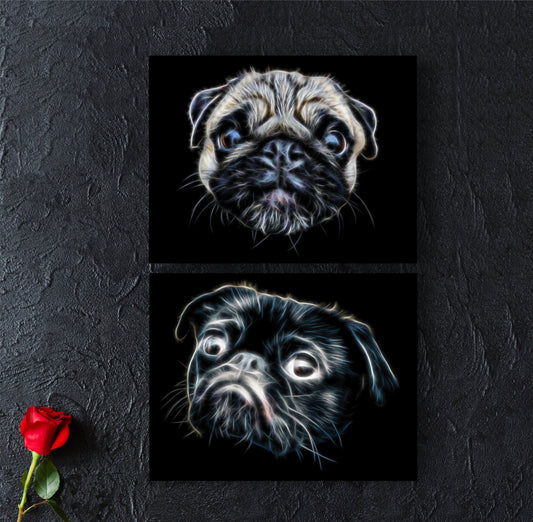 Pug Print with Stunning Fractal Art Design. Various Sizes Available