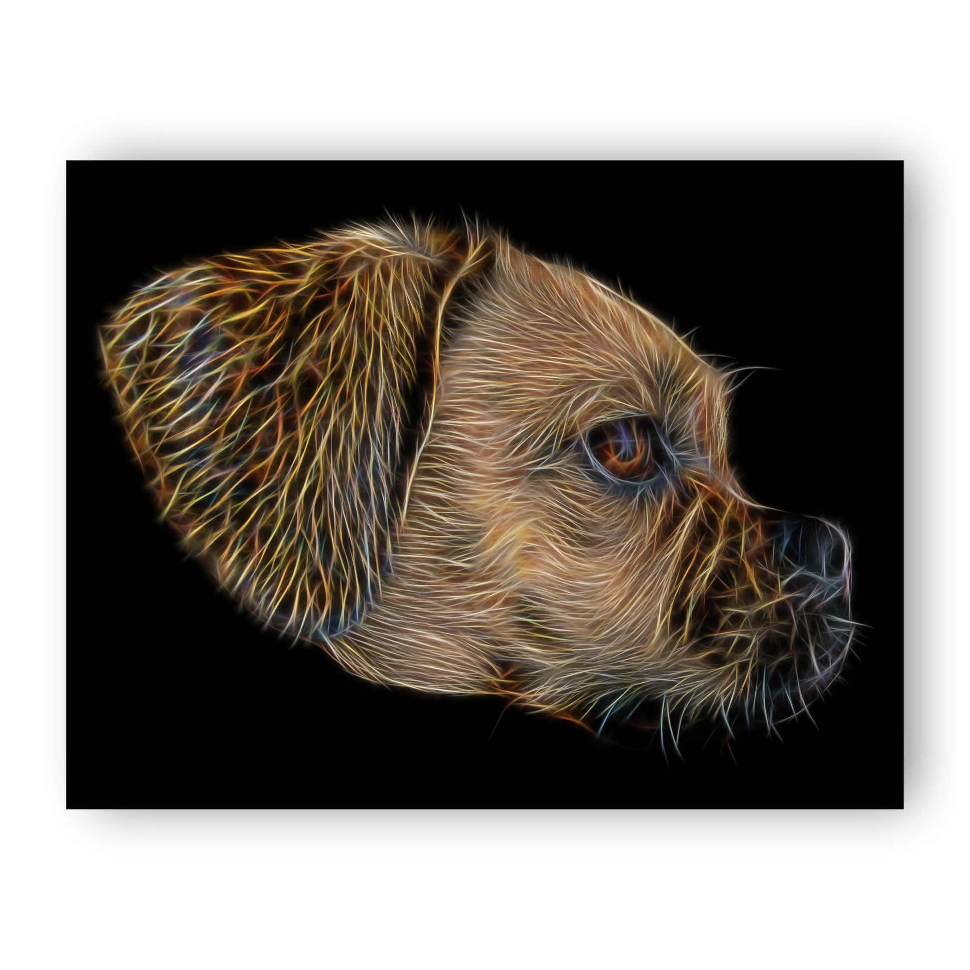 Fawn Puggle Print with Stunning Fractal Art Design. Various Sizes Available