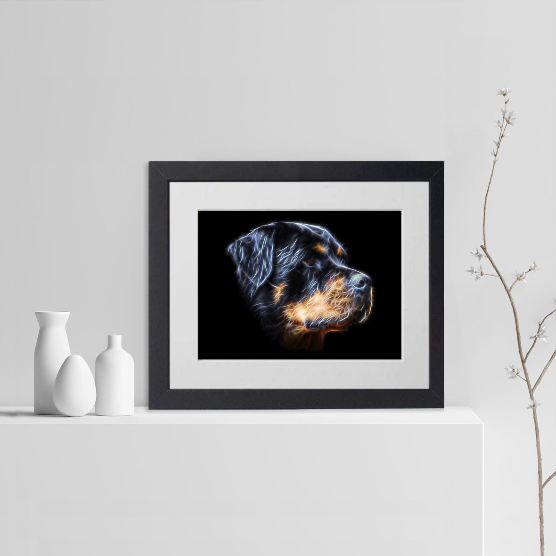 Rottweiler Print with Stunning Fractal Art Design. Various Sizes Available
