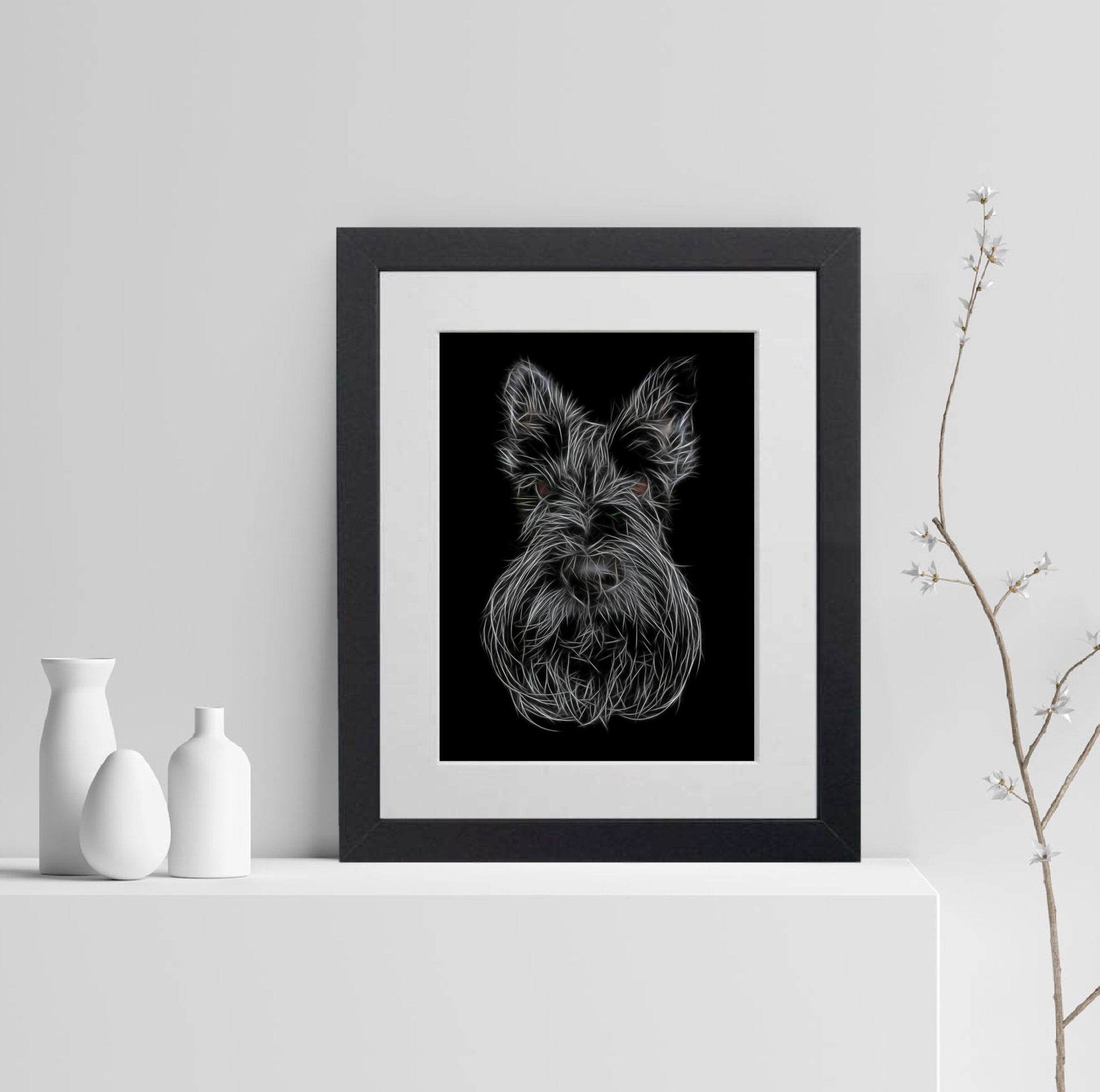 Scottish Terrier Print with Stunning Fractal Art Design. Various Sizes Available