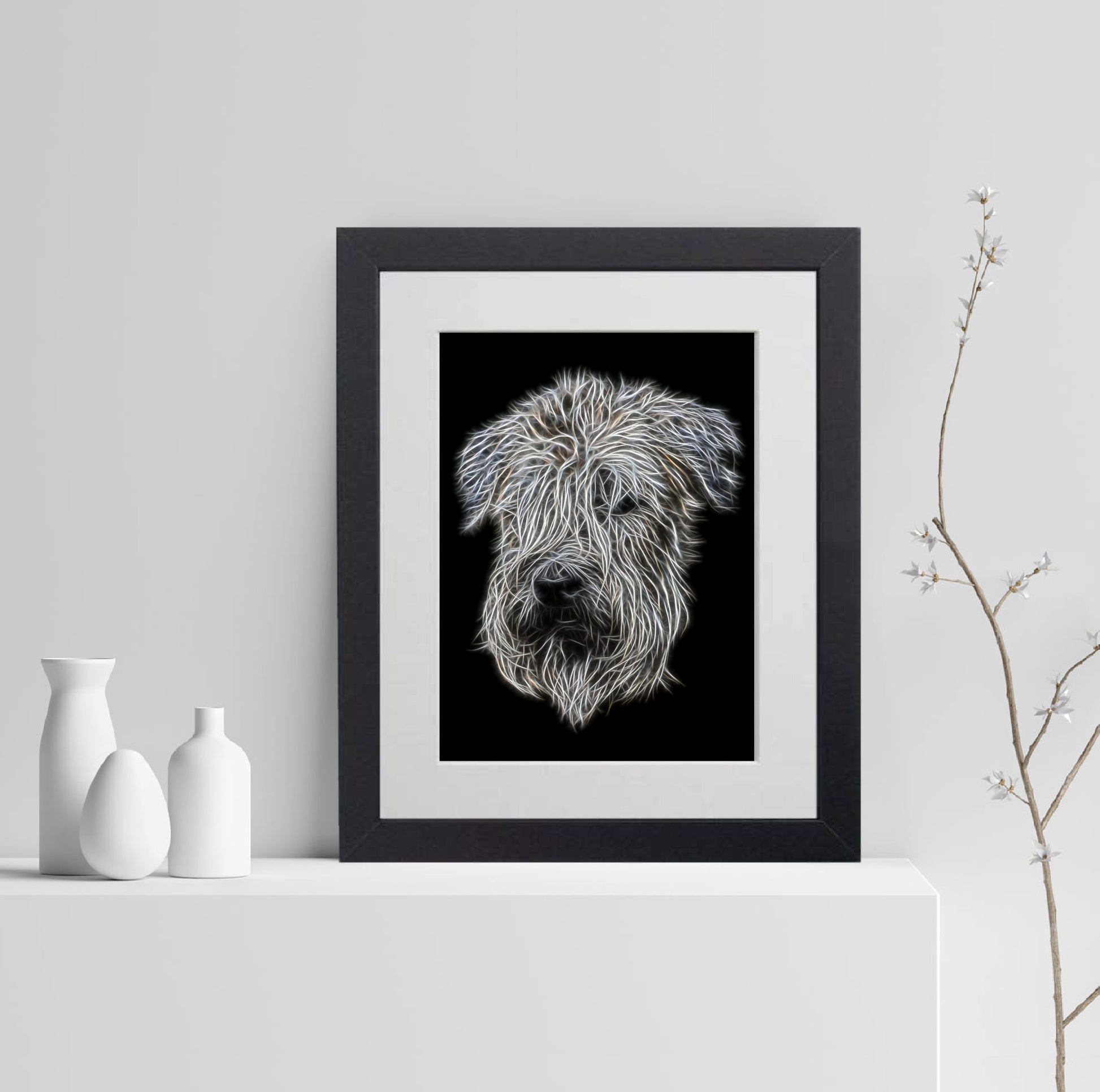 Wheaten Terrier Print with Stunning Fractal Art Design. Various Sizes Available