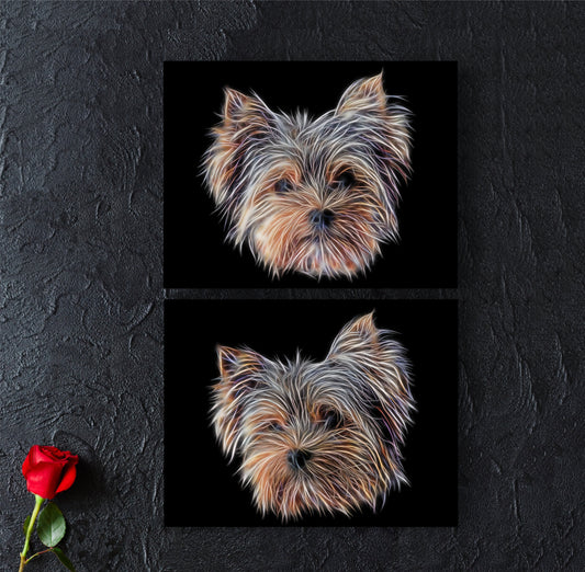 Yorkshire Terrier Print with Stunning Fractal Art Design. Various Sizes Available