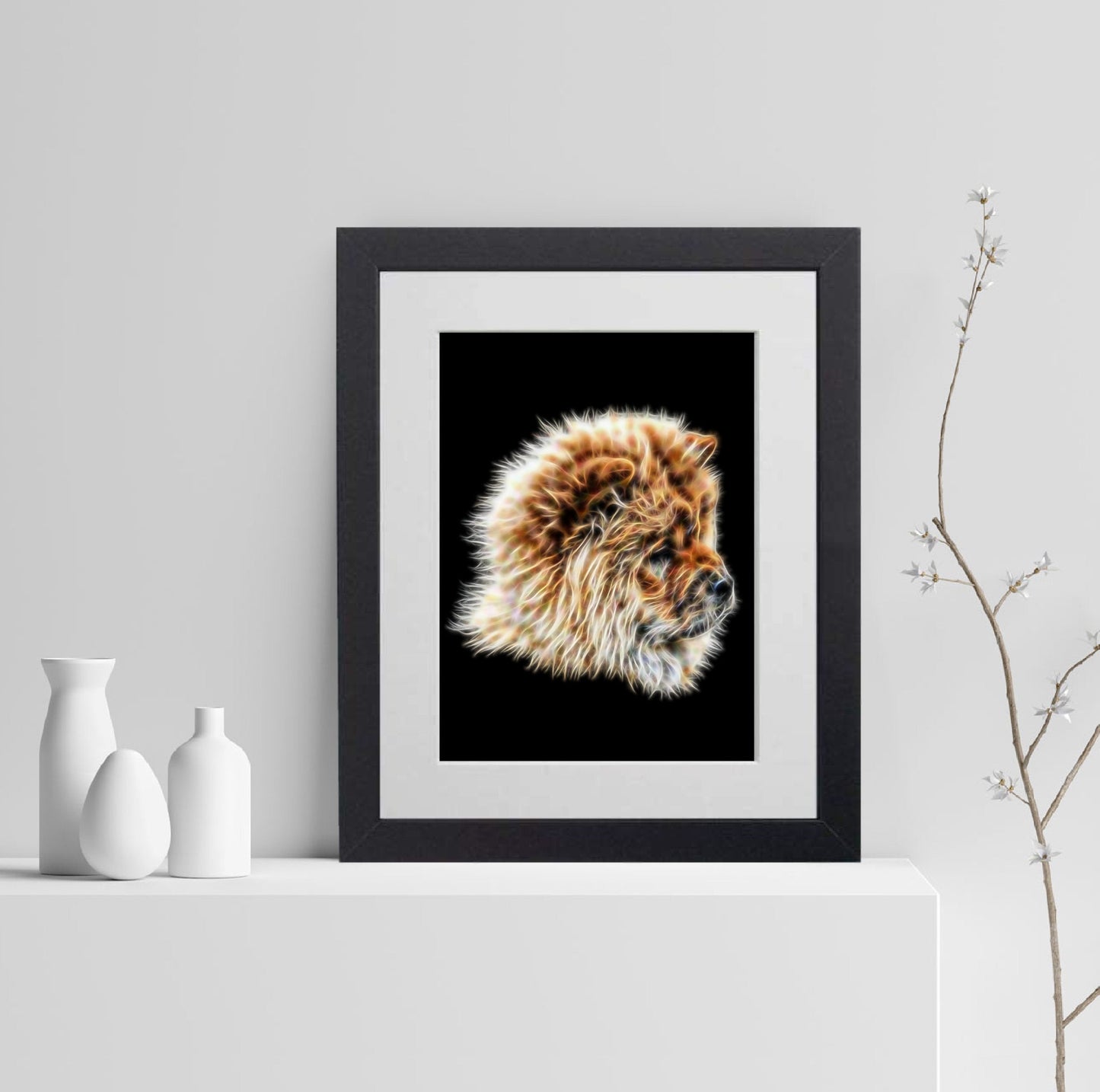 Fawn Chow Chow Print with Stunning Fractal Art Design. Various Sizes Available