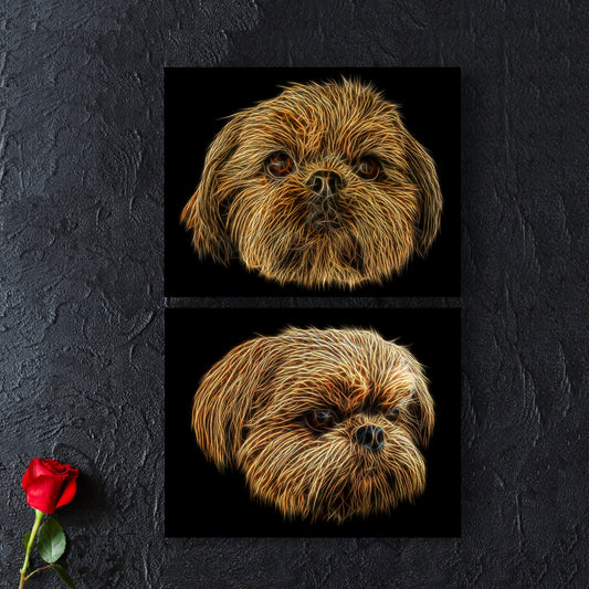 Red Shih Tzu Print with Stunning Fractal Art Design. Various Sizes Available