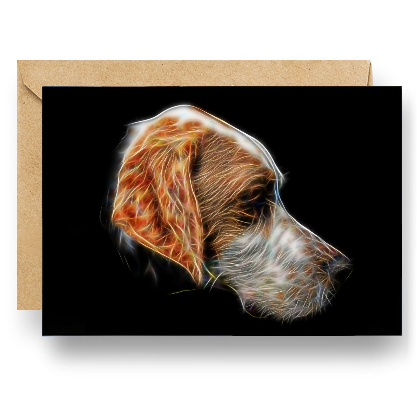 English Pointer Greeting Card with Stunning Fractal Art Design. Blank Inside for Birthdays or any other Occasion
