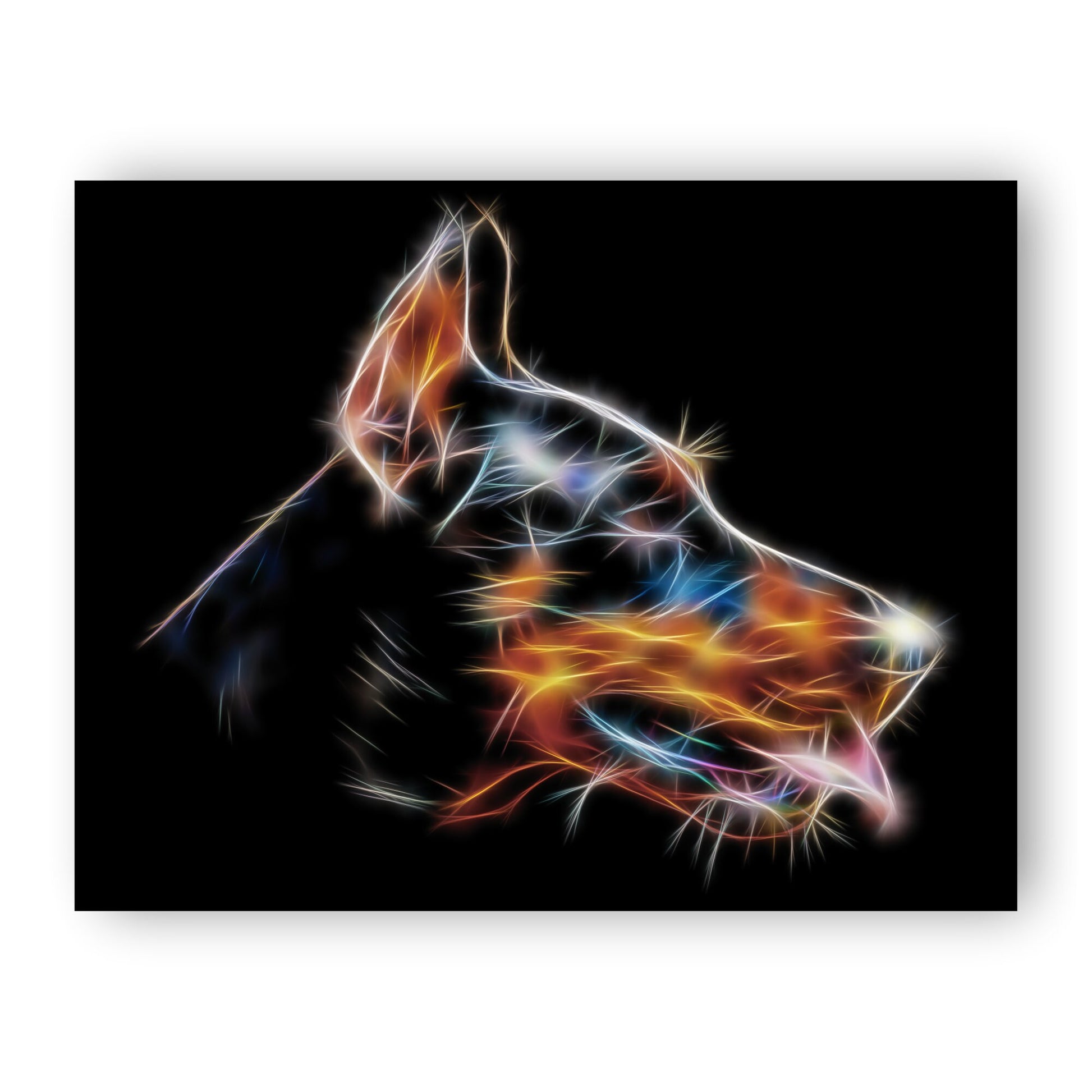 Doberman Photographic Print with Stunning Fractal Art Design. Various Sizes Available