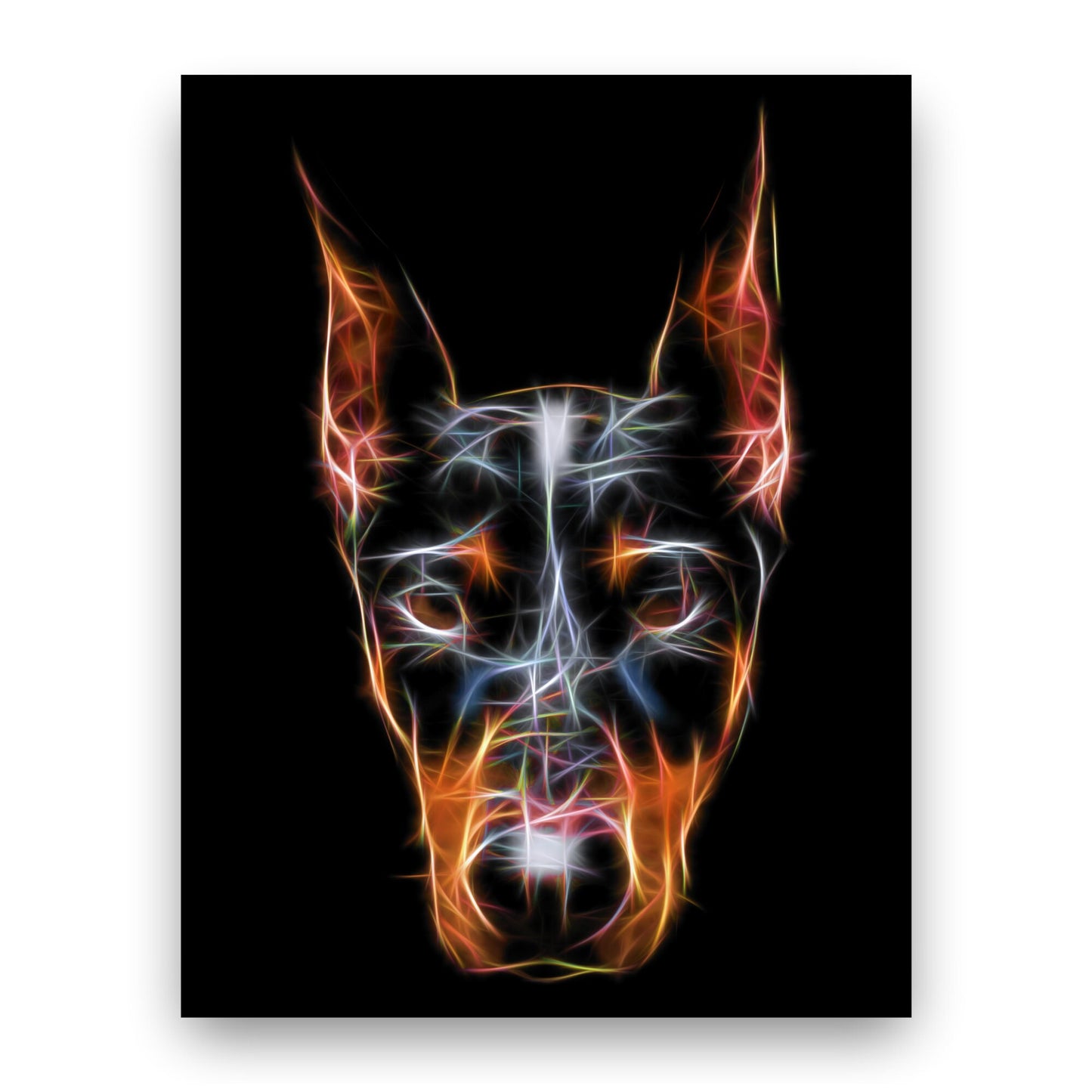 Doberman Photographic Print with Stunning Fractal Art Design. Various Sizes Available