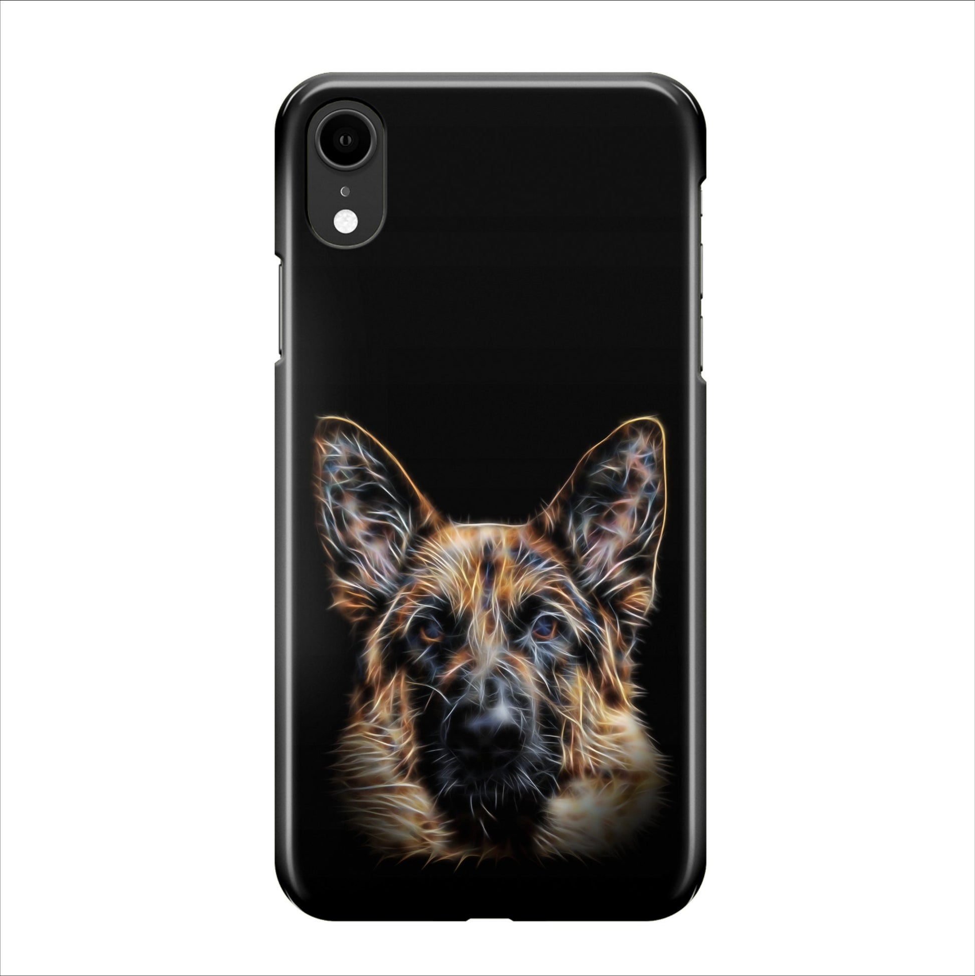 Black and Tan German Shepherd Dog Phone Case with Stunning Fractal Art Design. For Samsung or iPhone.