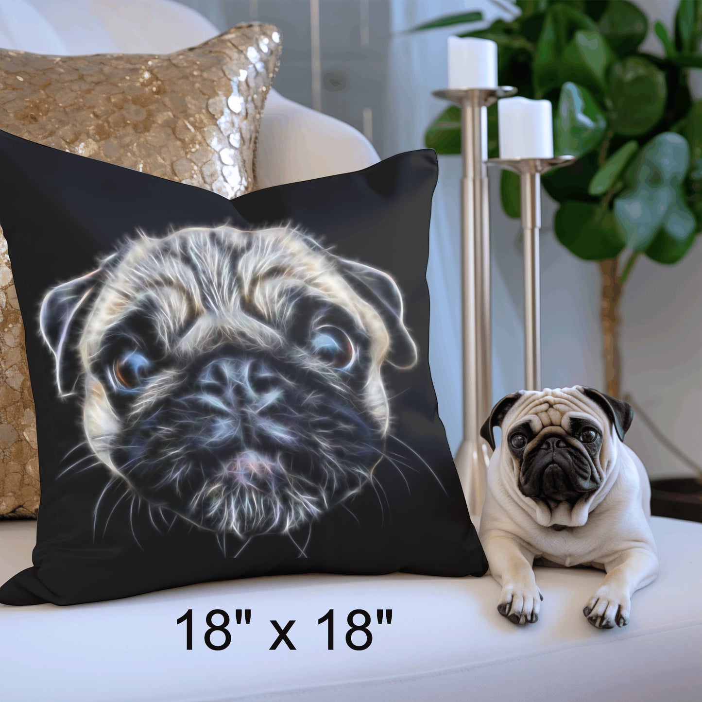 Shar Pei Cushion and Insert with Stunning Fractal Art Design