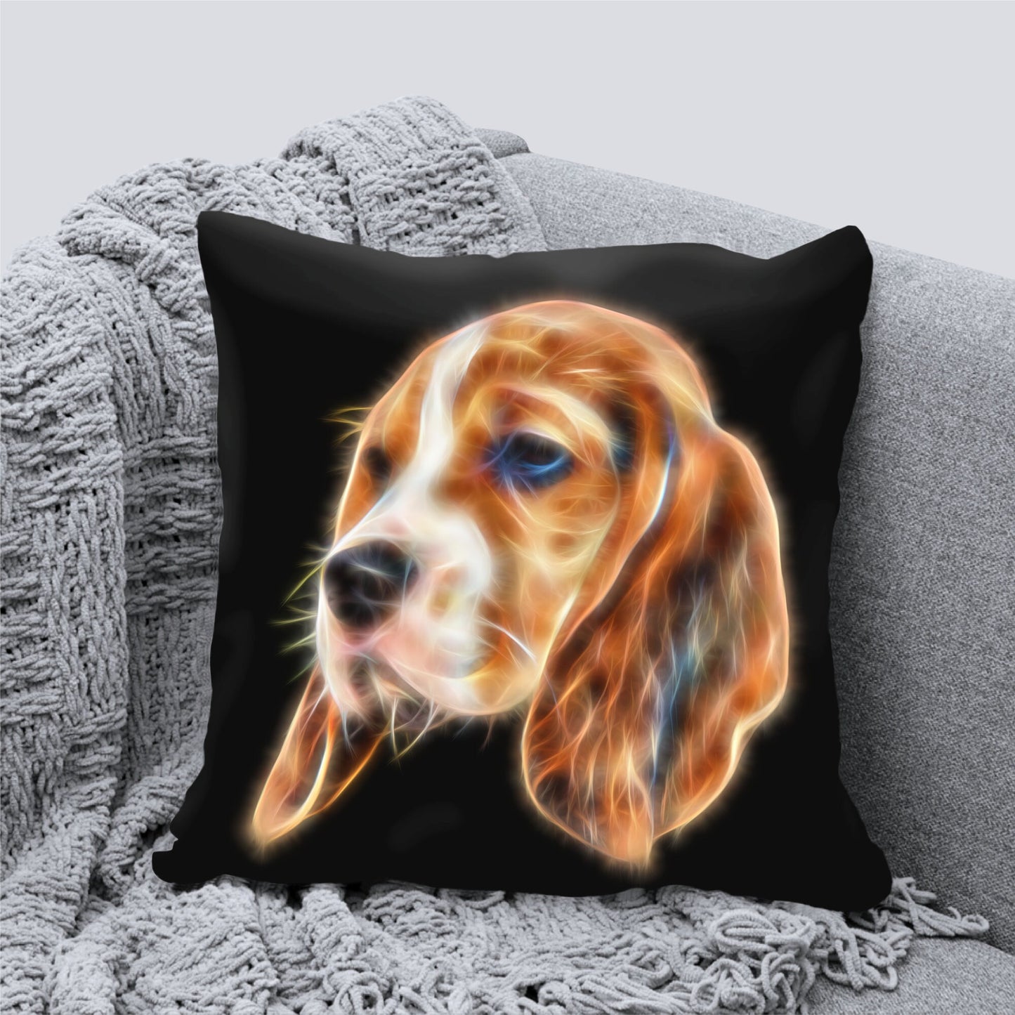 Beagle Cushion and Insert with Stunning Fractal Art Design