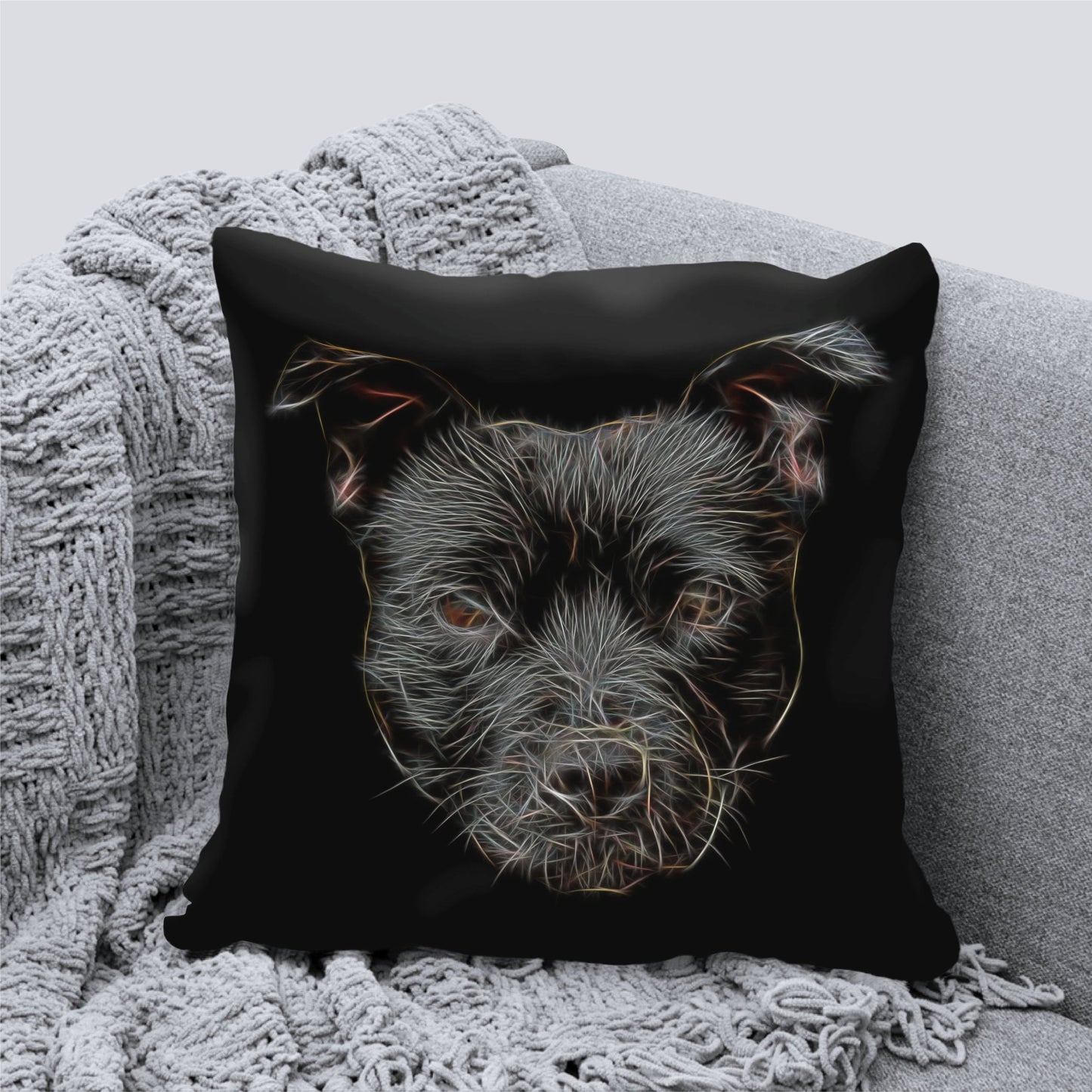 Black Staffordshire Bull Terrier Cushion