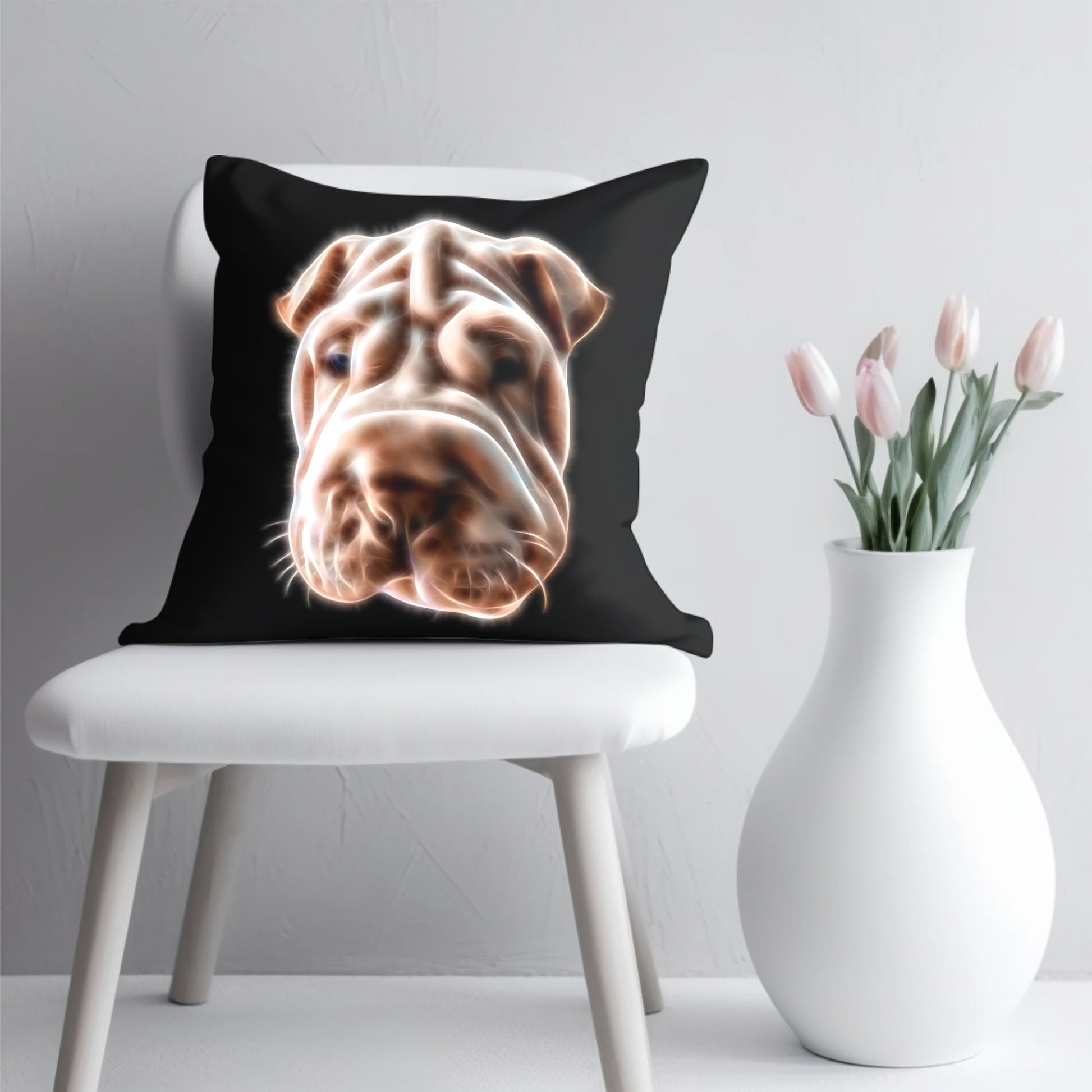 Shar Pei Cushion and Insert with Stunning Fractal Art Design