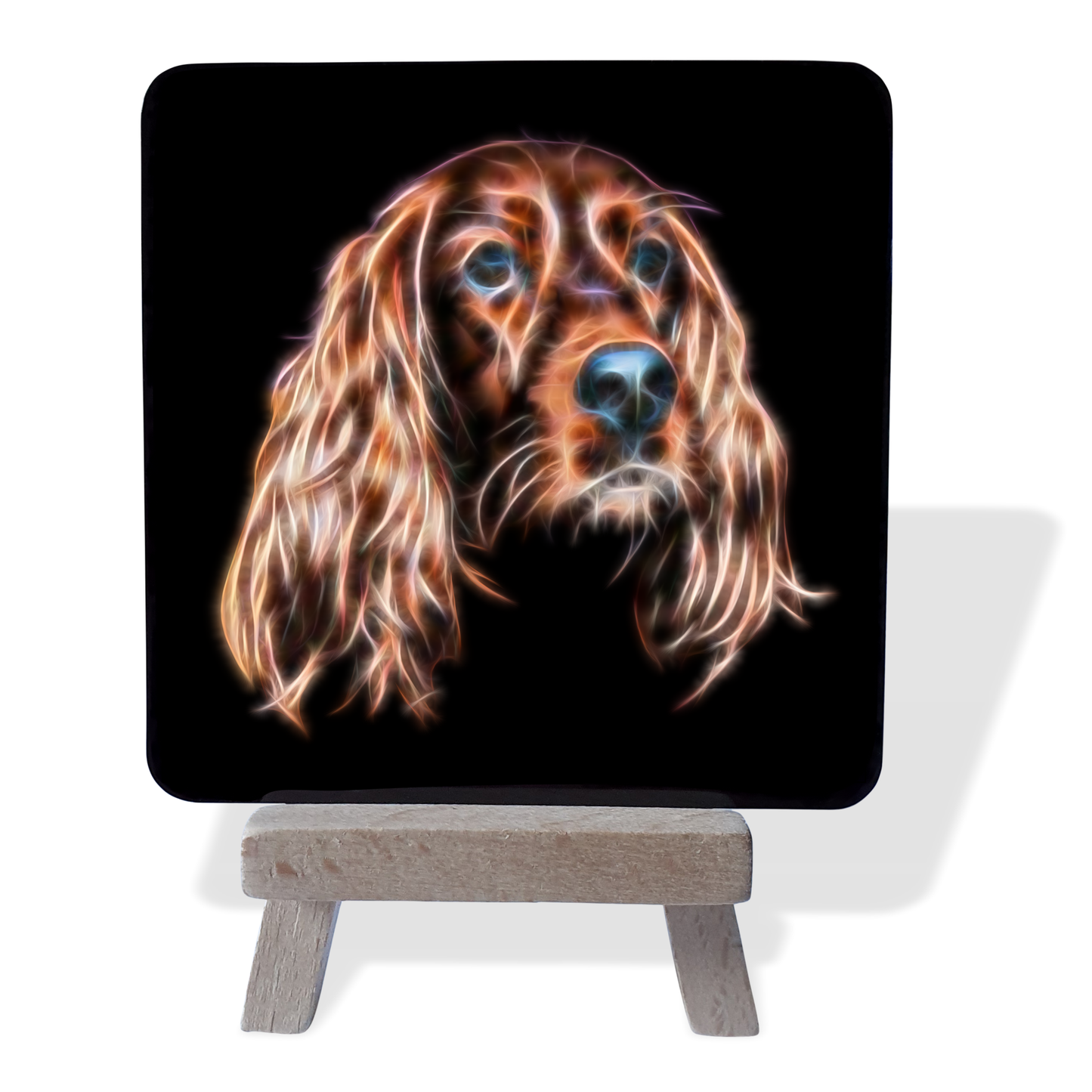 Irish Setter #1 Metal Plaque and Mini Easel with Fractal Art Design