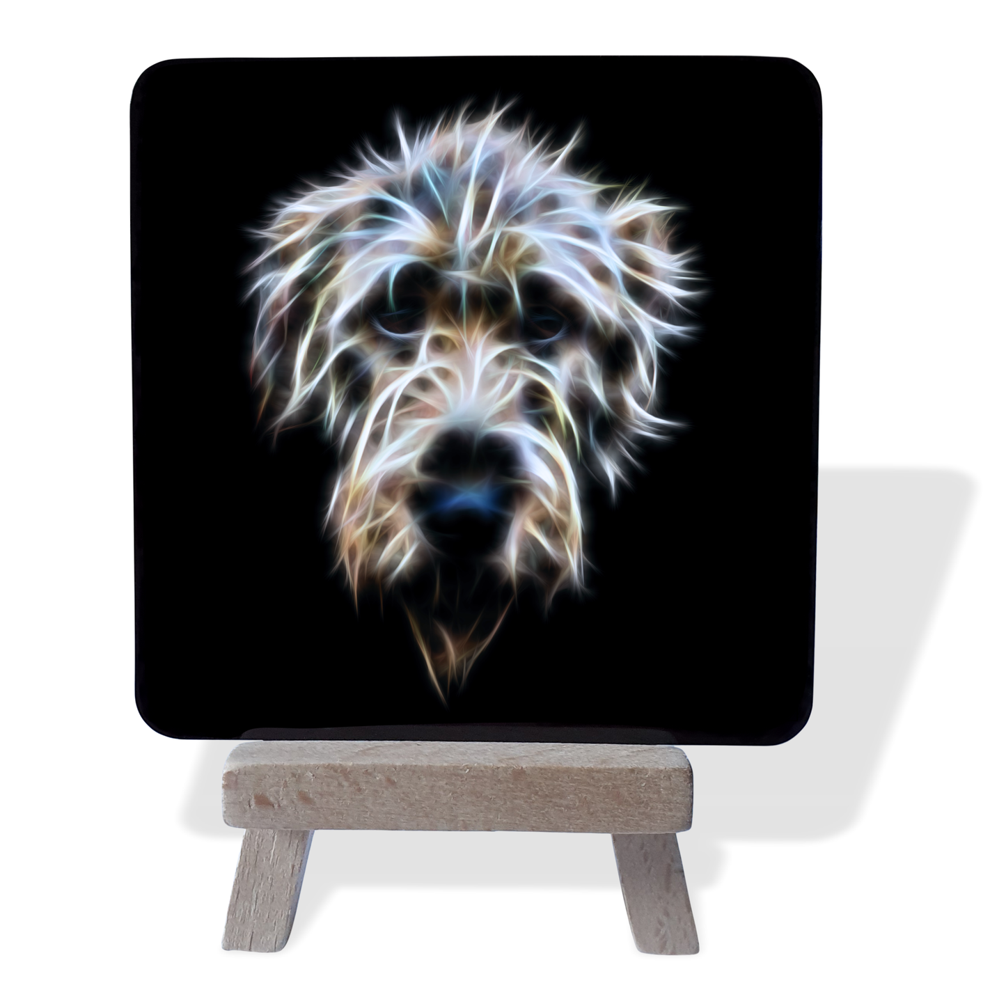 Irish Wolfhound #1 Metal Plaque and Mini Easel with Fractal Art Design
