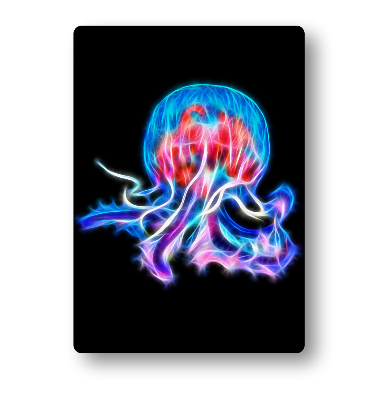 Jellyfish Fractal Art Metal Wall Plaque