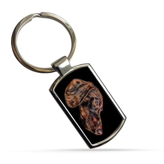 Chocolate Dachshund Metal Rectangle Keyring