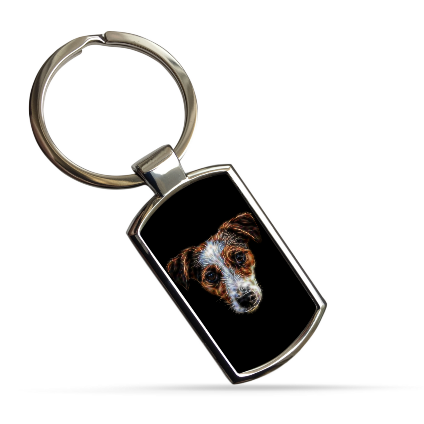 Jack Russell Metal Rectangle Keyring