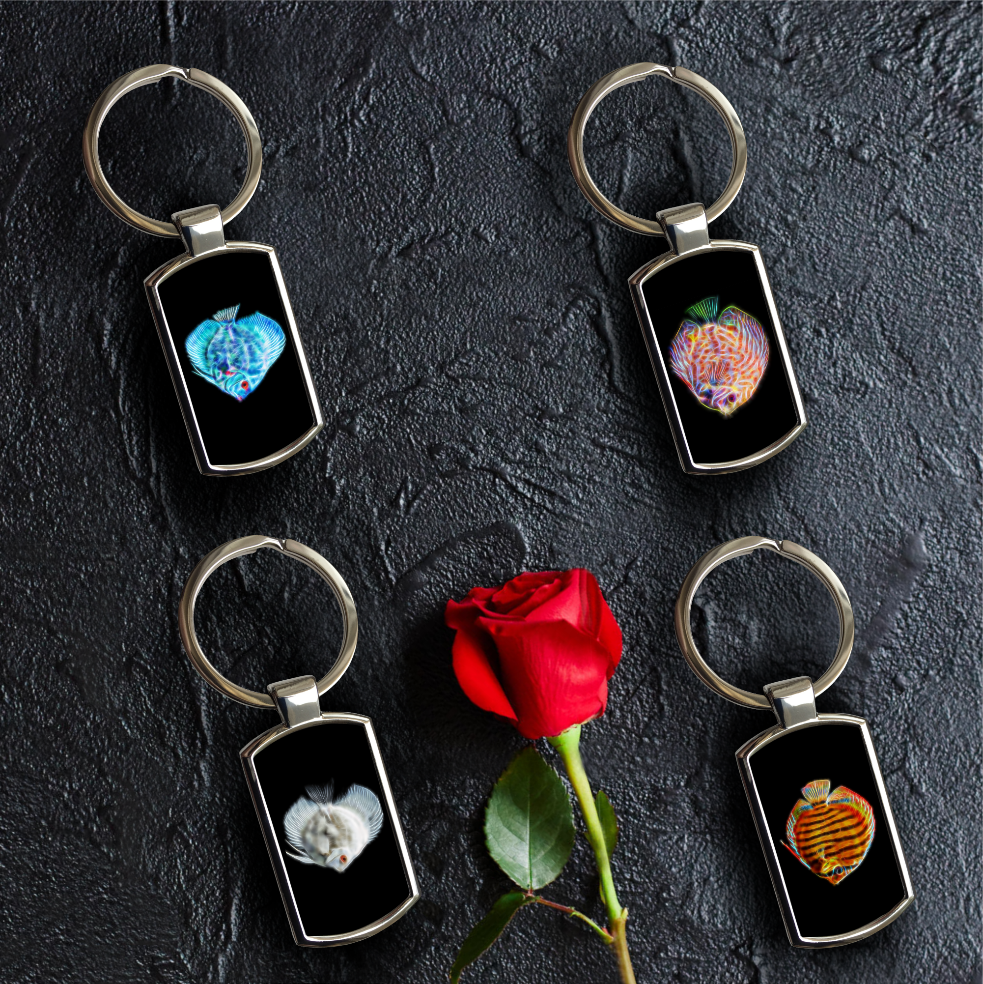 Key Rings Fisker Discus Fish Keyrings - Various Designs – Fractal Artworks
