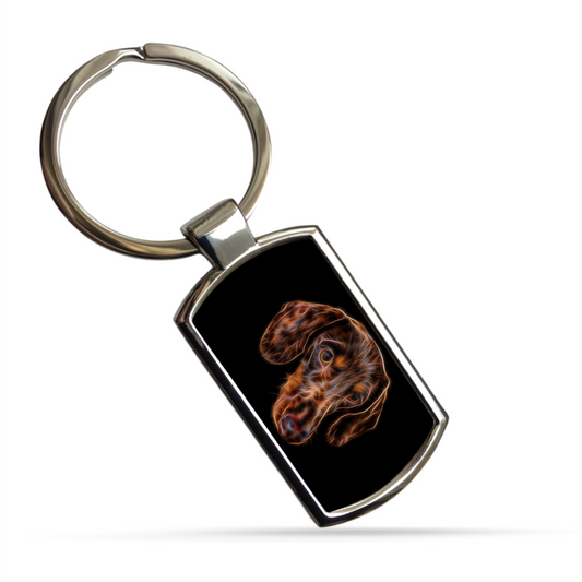 Chocolate Dachshund Metal Rectangle Keyring