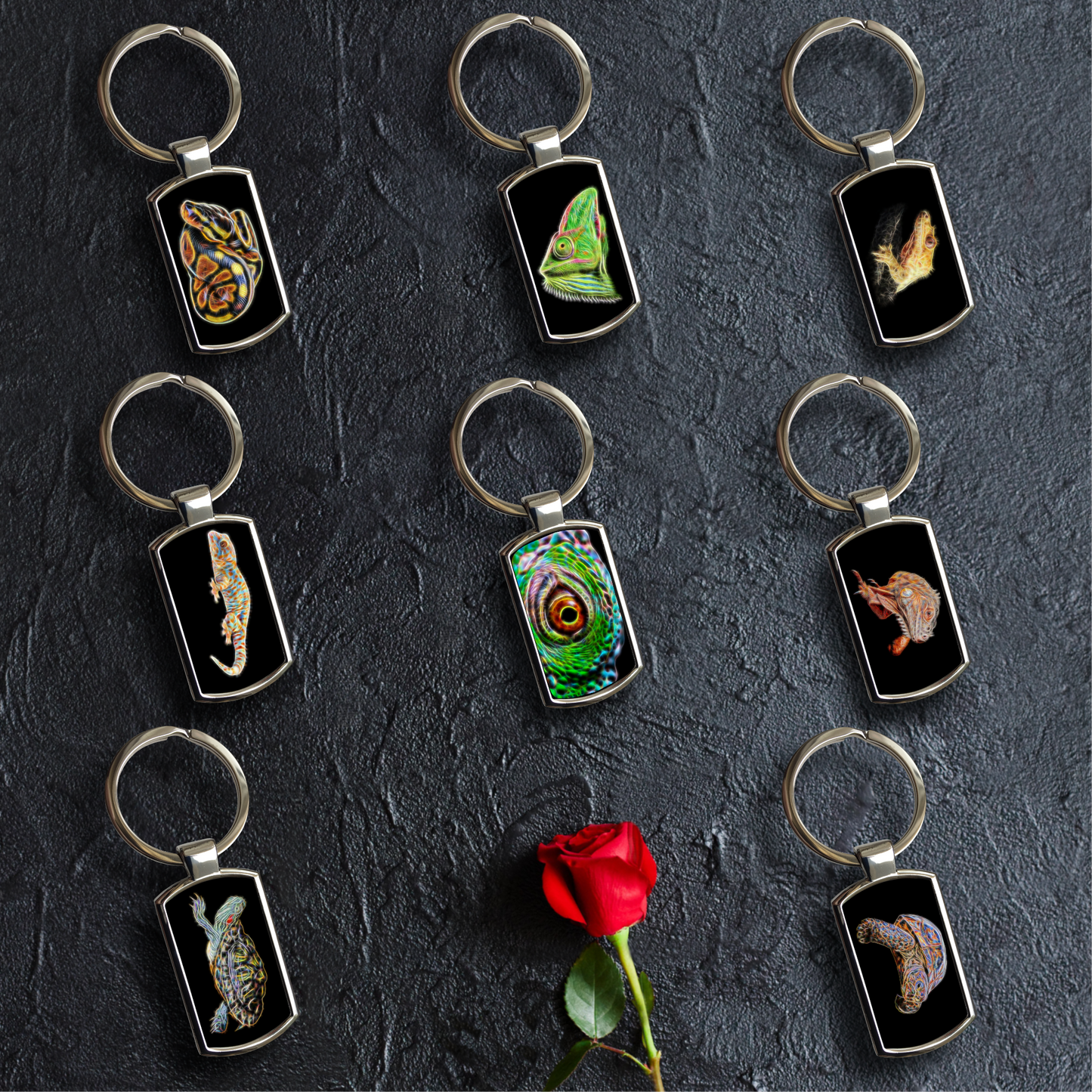 Reptile Metal Rectangle Keyrings