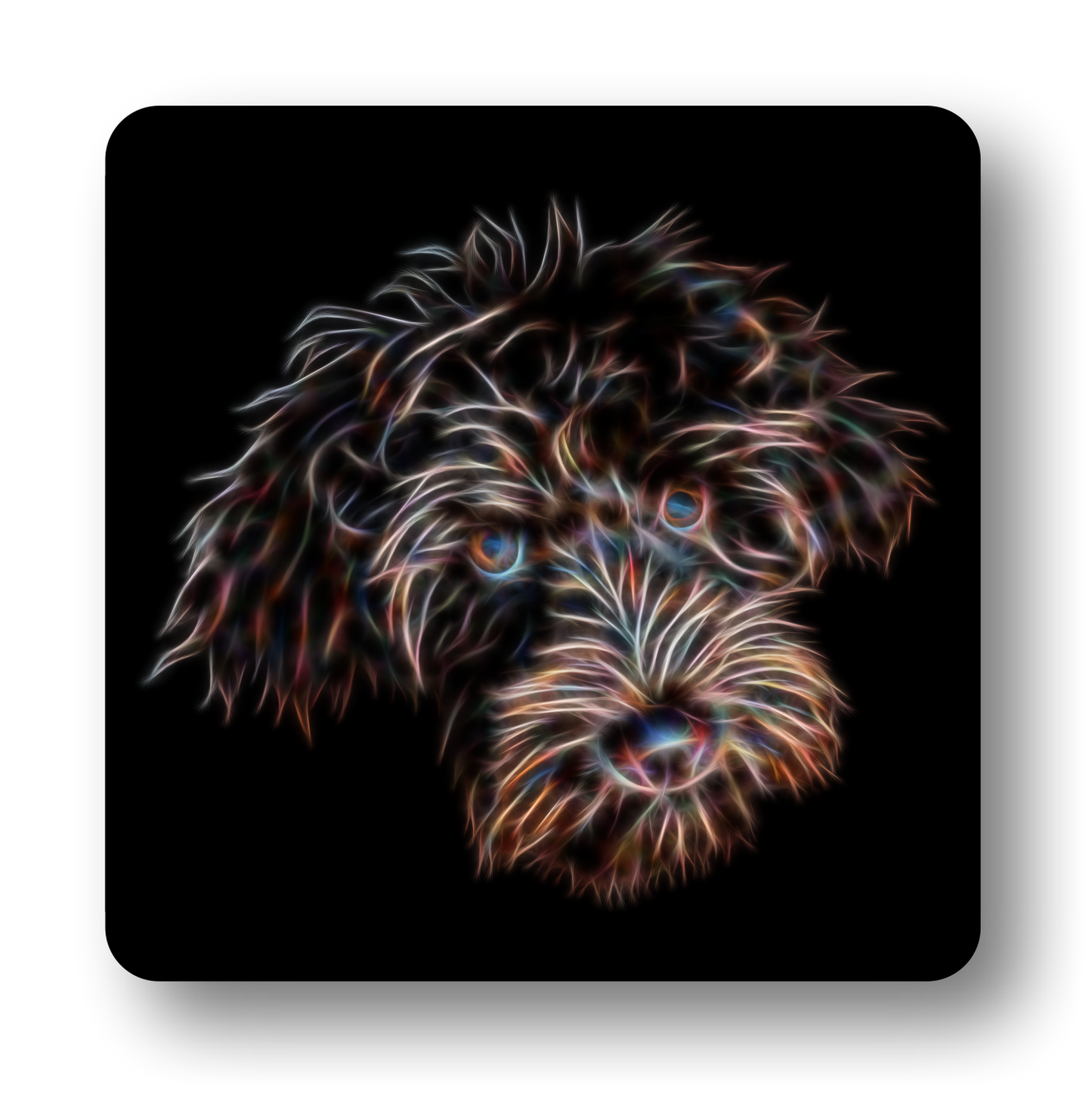 Labradoodle - Chocolate Labradoodle #1 Coaster Fractal Art Design