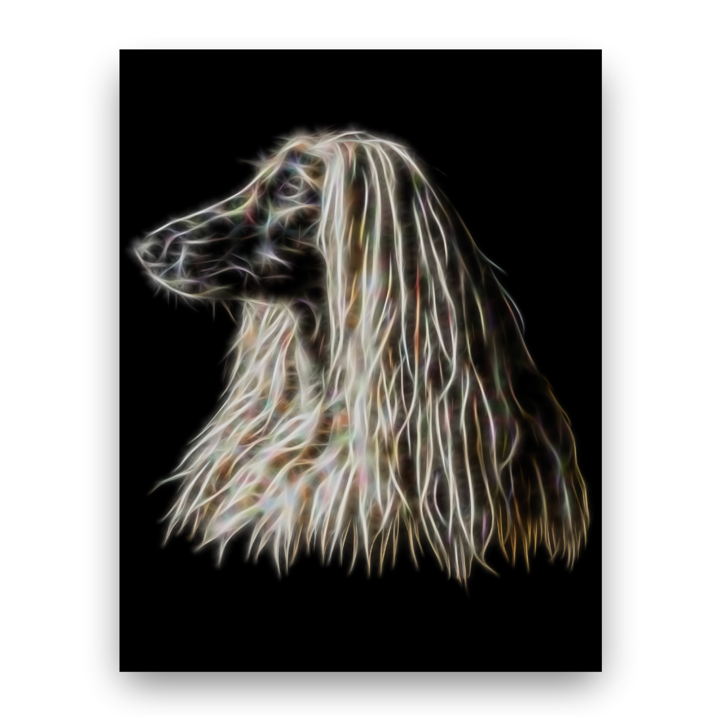 Afghan Hound Print with Stunning Fractal Art Design. Various Sizes Available