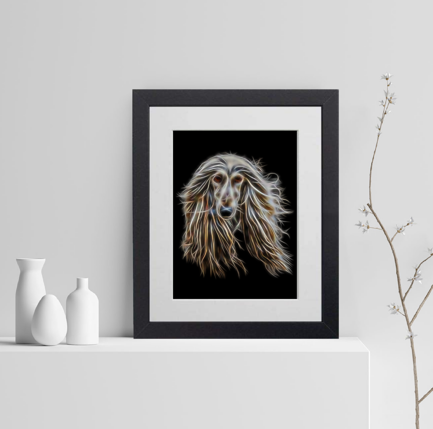 Afghan Hound Print with Stunning Fractal Art Design. Various Sizes Available