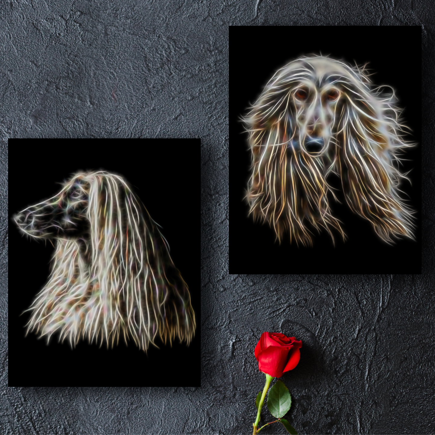 Afghan Hound Print with Stunning Fractal Art Design. Various Sizes Available