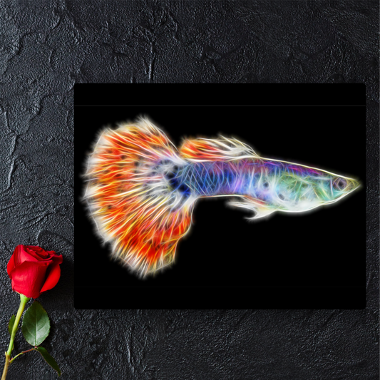 Mosaic Guppy Fish Metal Wall Plaque