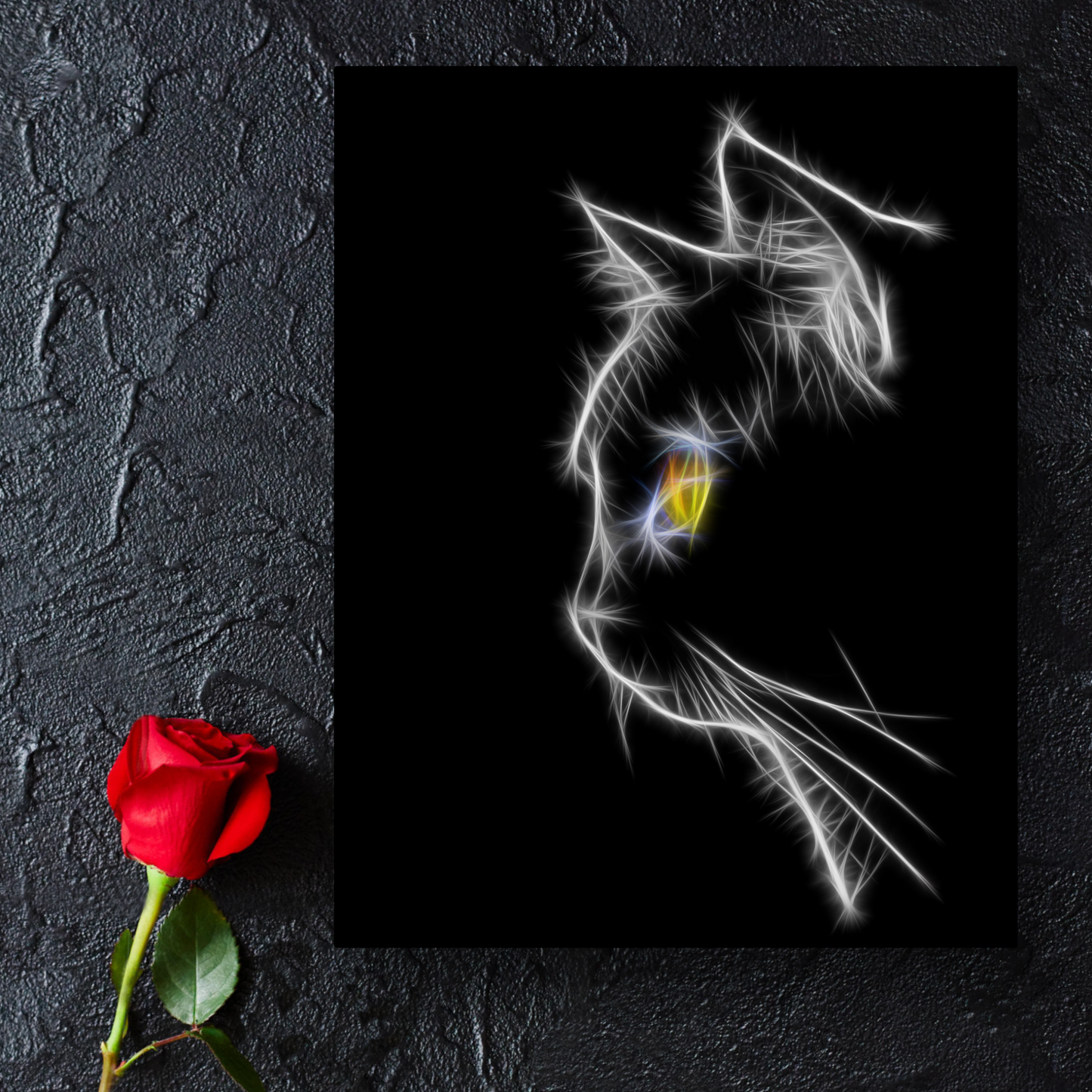Profile of Yellow eyed Black Cat Aluminium Metal Wall Plaque
