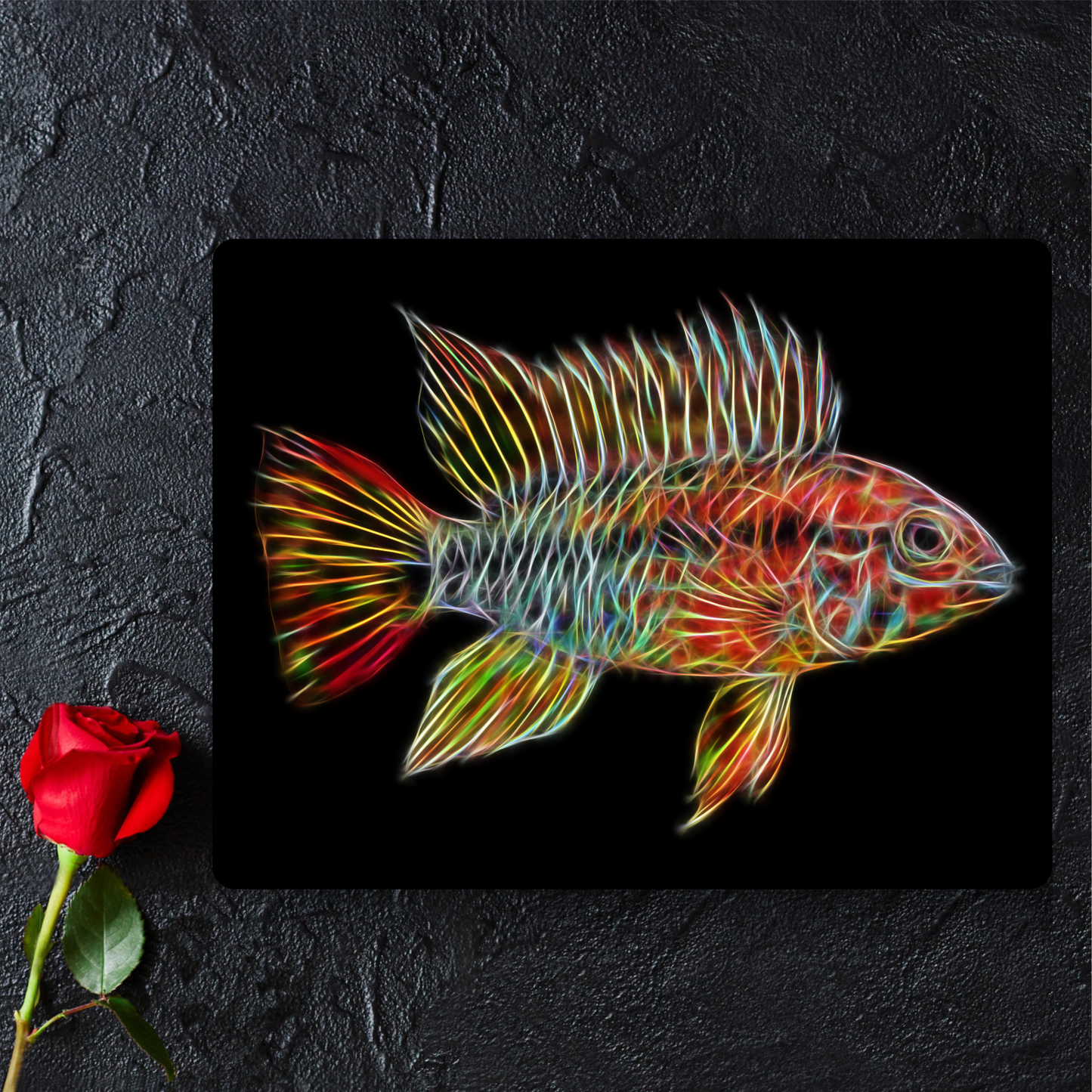 Red Neck Apistogramma Cichlid Fish Metal Wall Plaque.
