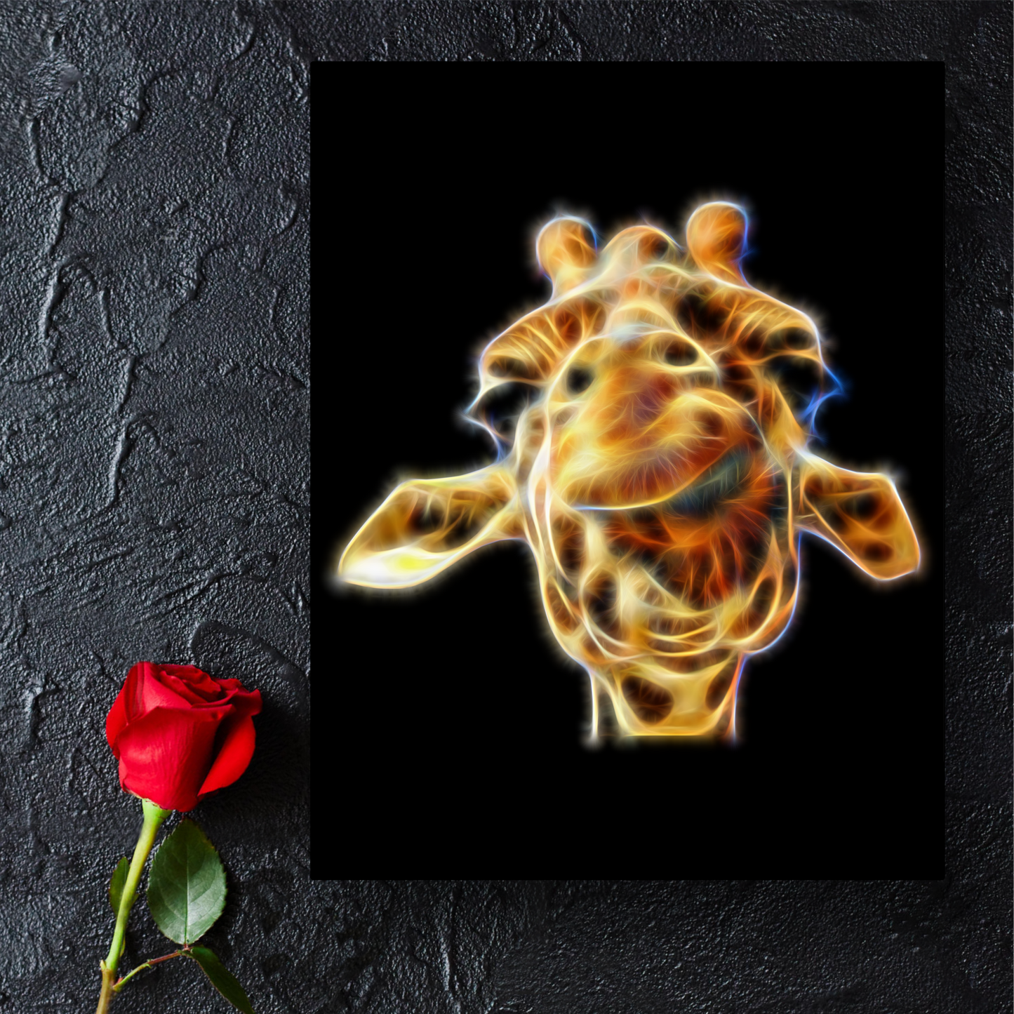 Giraffe Metal Wall Plaque Fractal Art Design