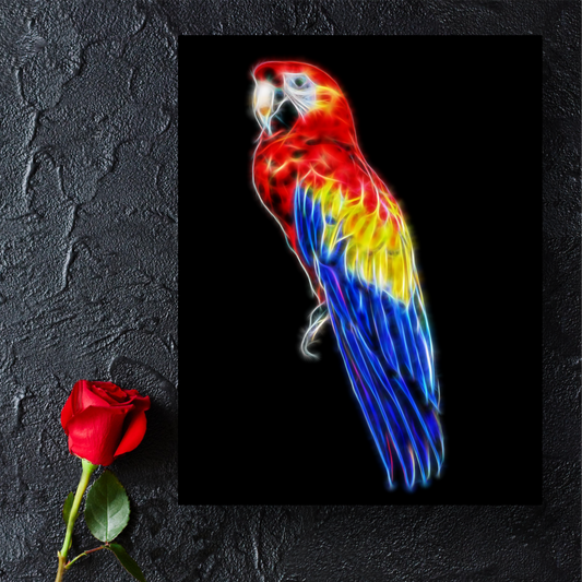 Scarlet Macaw Parrot Metal Wall Plaque