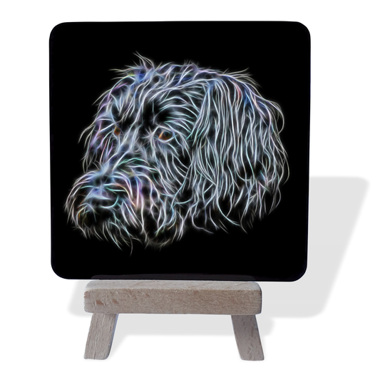 Schnoodle #1 Metal Plaque and Mini Easel with Fractal Art Design