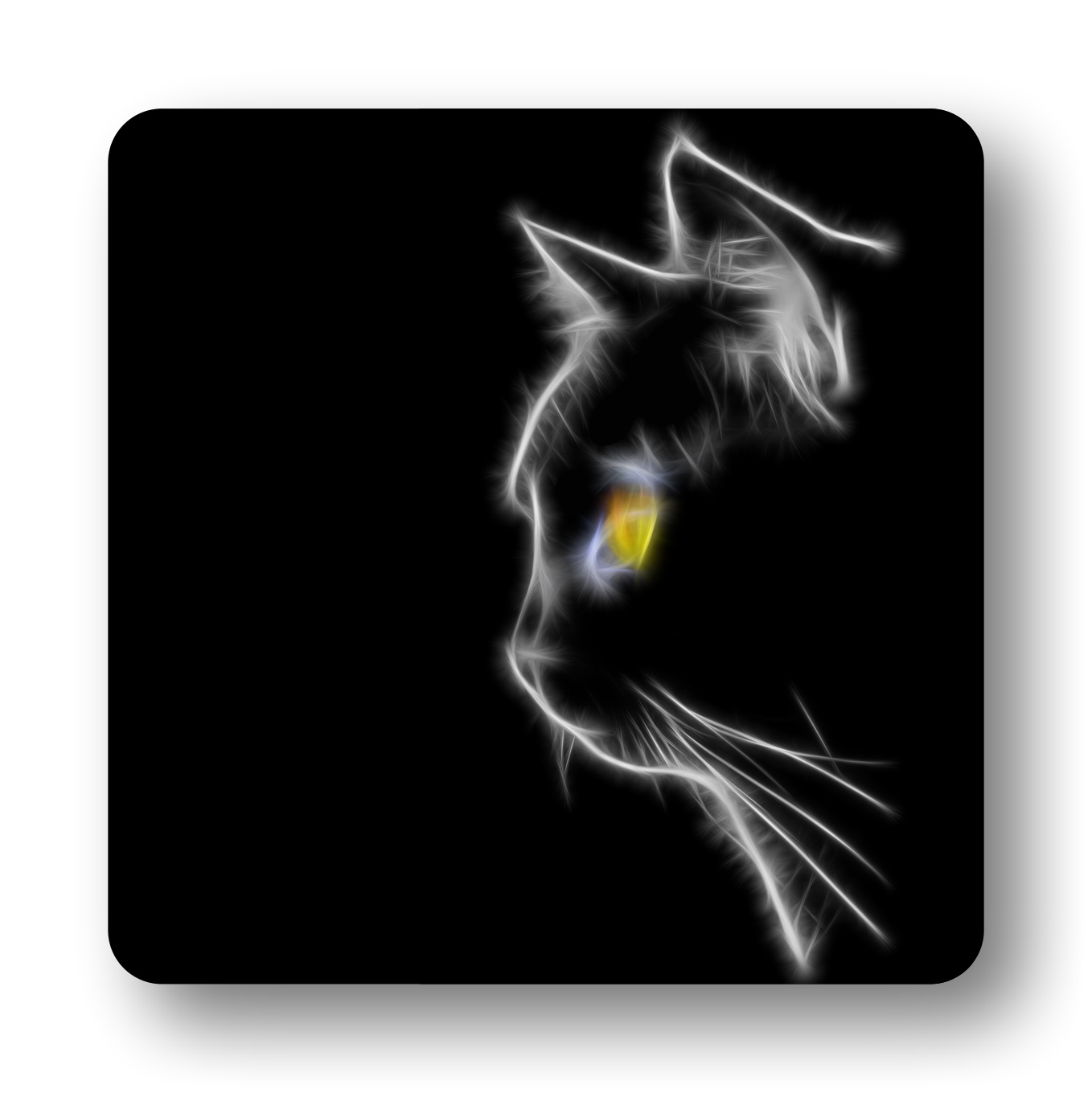 Profile of Yellow Eye Black Cat Coaster